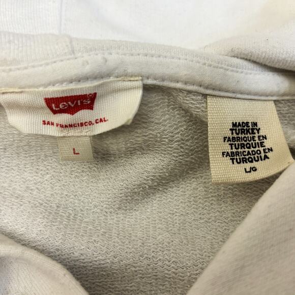 Vtg Levis Hoodie Womens Large Graphic Logo White Sweatshirt Y2K Streetwear Retro - Picture 4 of 8
